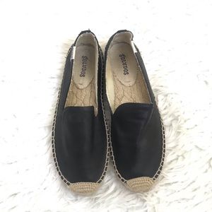 Soludos Black Leather Espadrilles Flats size 7